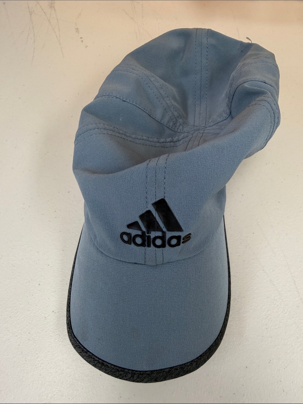 adidas Slate Blue Sport Cap with Black Logo worn loved ADI
